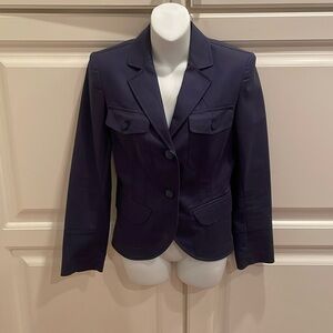 Lafayette 148 navy stretch cotton blazer sz 0